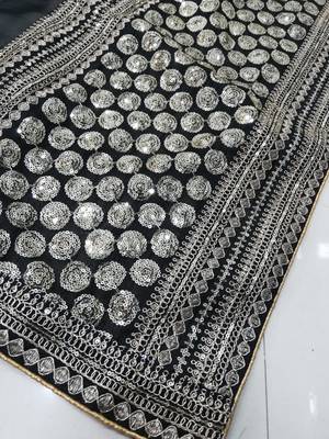 Black Zari Dori Sequins Embroidered Georgette Party And Festive Saree 8