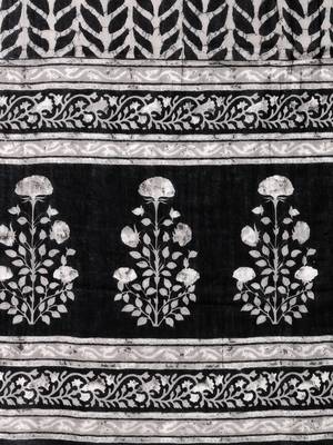 Black Cotton Mirror Embroidery Printed Kurta With Pant And Dupatta 7