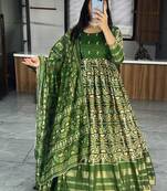 Mahendi zari weaving solf cotton silk gown