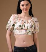 Off-white elbow sleeve floral print casual top