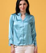 Aqua bishop sleeve party wear top