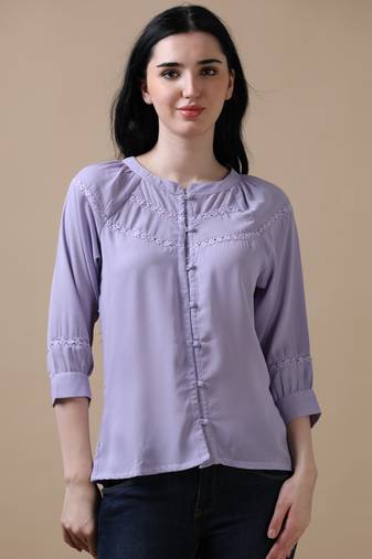 Lavender 3/4th raglan sleeve daily wear top