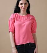 Pink elbow sleeve solid daily wear top