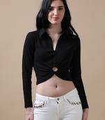 Black solid daily wear top