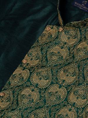 Rama green Designer Heavy Kurta With Pyjama 6