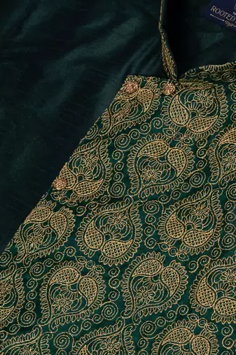 Rama green Designer Heavy Kurta With Pyjama
