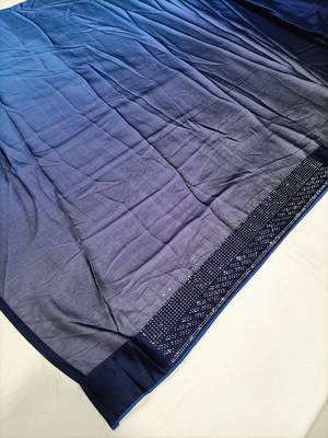 Trendmalls  Blue Rangoli Silk Heavy Swarovski Double Shade Wedding Party Wear Bridal Saree With Blouse 12