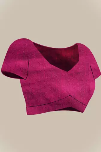 Purple plain cotton saree with pink pallu