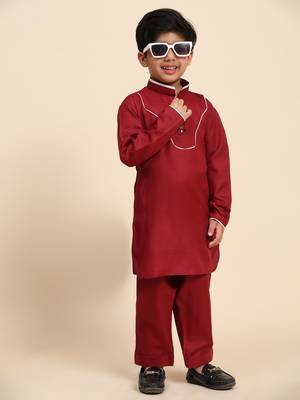 Maroon pathani cotton kurta pajama set for boys party,wedding outfits 2