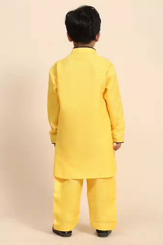 Yellow pathani cotton kurta pajama set for boys party,wedding outfits