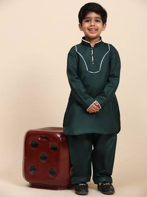 Dark green pathani cotton kurta pajama set for boys party,wedding outfits 2