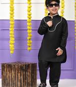 Black pathani cotton kurta pajama set for boys party,wedding outfits