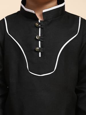 Black pathani cotton kurta pajama set for boys party,wedding outfits 3