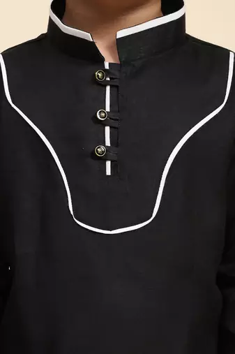 Black pathani cotton kurta pajama set for boys party,wedding outfits
