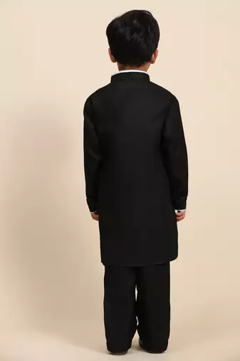 Black pathani cotton kurta pajama set for boys party,wedding outfits