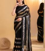 Amazingly Black Trending Sequins Work Designer Partywear Saree