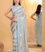 Amazingly Grey Trending Sequins Work Designer Partywear Saree