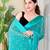 Functional designer sartin patta with georgette teal saree