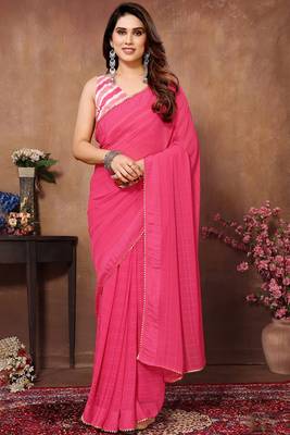 ready to wear pink fancy stylish partywear saree 1