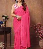 ready to wear pink fancy stylish partywear saree