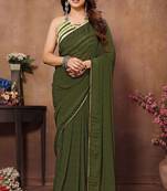 ready to wear green fancy stylish partywear saree