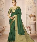 Green Traditional dola Silk Blend Saree With Zari Woven Work