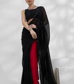 Black Georgette c Fancy Girlish Partywear Saree
