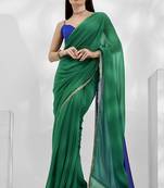 Green Georgette c Fancy Girlish Partywear Saree