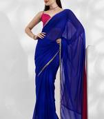 Blue Georgette c Fancy Girlish Partywear Saree