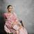 Pink colour designer digital lotus printed tussar silk saree