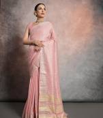  Pink Resham Silk Blend Saree With Woven Jari Designer Work