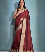  Maroon Zari Designer Silk Blend Saree For Trendy Looks