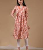 Orange full sleeves casual wear kurta