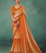 Girlish Persian Orange Pedding Saree With Polka Dots Work