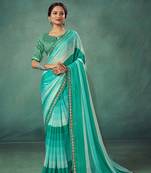 Girlish Fountain Blue Pedding Saree With Polka Dots Work