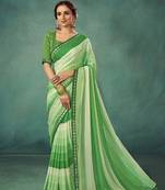 Girlish Olive Green Pedding Saree With Polka Dots Work