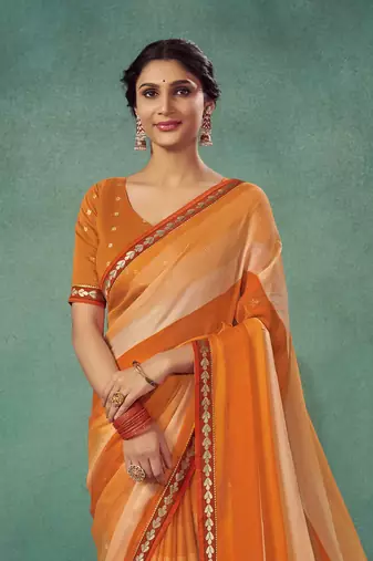 Girlish Persian Orange Pedding Saree With Polka Dots Work