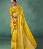 Girlish Yellow Ochre Pedding Designer Saree With Polka Dots Work