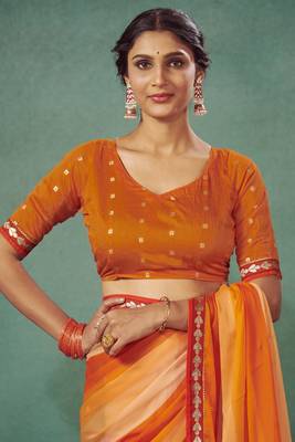 Girlish Persian Orange Pedding Saree With Polka Dots Work 3