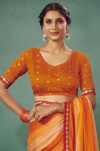 Girlish Persian Orange Pedding Saree With Polka Dots Work