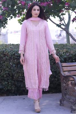 Pink colour stylish ethnic partywear dress for girls 2