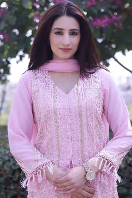 Pink colour stylish ethnic partywear dress for girls 3