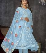 Smart sky blue colour resham embroidery anarkali suit