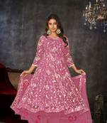 Smart pink colour beautiful resham embroidery anarkali suit