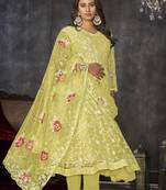 Smart yellow colour beautiful resham embroidery anarkali suit