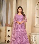 Smart purple colour beautiful resham embroidery anarkali suit