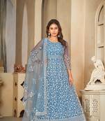 Smart sky blue colour beautiful resham embroidery anarkali suit