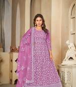 Smart light purple colour beautiful resham embroidery anarkali suit