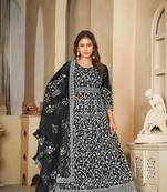 Smart black colour beautiful resham embroidery anarkali suit