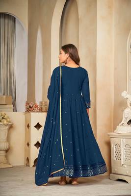 Rama colour ethnic resham embroidered heavy partywear dress 2